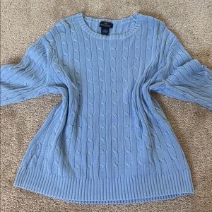 Light Blue Brooks Brothers Cable Knit Sweater Made In Hong Kong